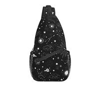 Sling Bag Black and White Sun Moon Senderismo Daypack Crossbody Shoulder Backpack Travel Chest Pack para Hombres Mujeres