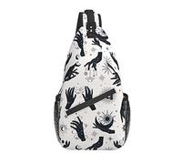 Sling Bag Black and White Tarot Magic Mystic Moon Mano Senderismo Mochila Crossbody Hombro Mochila Travel Chest Pack para Hombres Mujeres