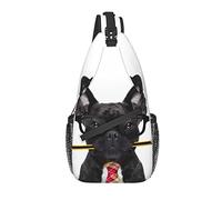 Sling Bag Black Bulldog Funny Dog Senderismo Mochila Crossbody Hombro Mochila Travel Chest Pack para Hombres Mujeres