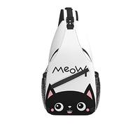 Sling Bag Black Kitten Funny Cat Senderismo Mochila Crossbody Hombro Mochila Travel Chest Pack para Hombres Mujeres