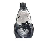 Sling Bag Black Moon Mermaid Sea Senderismo Mochila Crossbody Hombro Mochila Travel Chest Pack para Hombres Mujeres