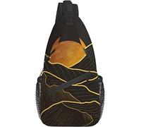 Sling Bag Black Mountain Gold Sun Senderismo Mochila Crossbody Hombro Mochila Travel Chest Pack para Hombres Mujeres