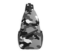 Sling Bag Black White Camo Camuflaje Senderismo Mochila Crossbody Hombro Mochila Travel Chest Pack para Hombres Mujeres