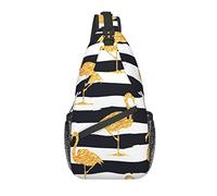 Sling Bag Black White Striped Flamingo Senderismo Mochila Crossbody Hombro Mochila Travel Chest Pack para Hombres Mujeres