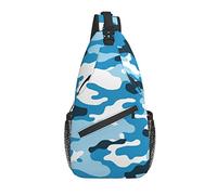 Sling Bag Blue Camo Camouflage Senderismo Mochila Crossbody Hombro Mochila Travel Chest Pack para Hombres Mujeres
