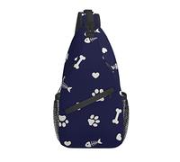 Sling Bag Blue Dog Paw Fish Skull Senderismo Mochila Crossbody Hombro Mochila Travel Chest Pack para Hombres Mujeres