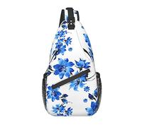 Sling Bag Blue Flower Acuarela Botánica Floral Senderismo Mochila Crossbody Hombro Mochila Travel Chest Pack para Hombres Mujeres