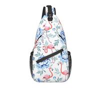 Sling Bag Blue Flower Rose Flamingo Senderismo Mochila Crossbody Hombro Mochila Travel Chest Pack para Hombres Mujeres