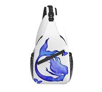 Sling Bag Blue Mermaid Fish Acuarela Senderismo Mochila Crossbody Hombro Mochila Travel Chest Pack para Hombres Mujeres