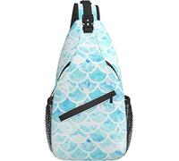 Sling Bag Blue Mermaid Scales Acuarela Senderismo Mochila Crossbody Hombro Mochila Travel Chest Pack para Hombres Mujeres