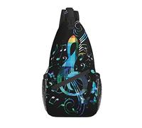 Sling Bag Blue Music Note Black Senderismo Mochila Crossbody Hombro Mochila Travel Chest Pack para Hombres Mujeres