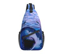 Sling Bag Blue Ocean Shark Sunset Senderismo Mochila Crossbody Hombro Mochila Travel Chest Pack para Hombres Mujeres