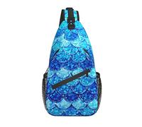 Sling Bag Blue Ombre Mermaid Scale Gradient Senderismo Mochila Crossbody Hombro Mochila Travel Chest Pack para Hombres Mujeres