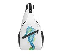 Sling Bag Blue Seahorse Marine Sea Senderismo Daypack Crossbody Hombro Mochila Travel Chest Pack para Hombres Mujeres