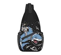 Sling Bag Blue Shark Astronaut Planet Galaxy Senderismo Mochila Crossbody Hombro Mochila Viaje Cofre Pack para Hombres Mujeres