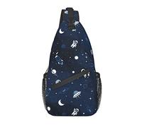 Sling Bag Blue Space Astronaut Galaxy Planet Senderismo Mochila Crossbody Hombro Mochila Travel Chest Pack para Hombres Mujeres