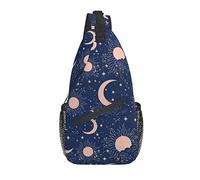 Sling Bag Blue Space Sun Moon Cloudy Mystic Astrology Senderismo Mochila Crossbody Hombro Mochila Travel Chest Pack para Hombres Mujeres
