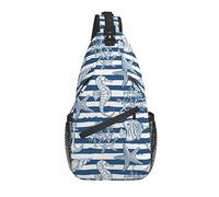 Sling Bag Blue Stripe Seahorse Sea Shell Marine Senderismo Daypack Crossbody Hombro Mochila Travel Chest Pack para Hombres Mujeres