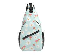 Sling Bag Blue White Daisy Mushroom Senderismo Mochila Crossbody Hombro Mochila Travel Chest Pack para Hombres Mujeres