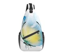 Sling Bag Blue Yellow Butterfly Waterrcolor Senderismo Mochila Crossbody Hombro Mochila Travel Chest Pack para Hombres Mujeres