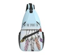 Sling Bag Boho Blue Feather Arrow Senderismo Mochila Crossbody Hombro Mochila Travel Chest Pack para Hombres Mujeres