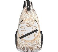 Sling Bag Boho Gold Sun White Senderismo Mochila Crossbody Hombro Mochila Travel Chest Pack para Hombres Mujeres