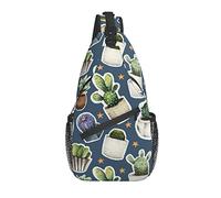 Sling Bag Botanical Cactus Cactus Succulent Pot Senderismo Mochila Crossbody Hombro Mochila Travel Chest Pack para Hombres Mujeres