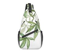 Sling Bag Botanical Green Leaf Senderismo Mochila Crossbody Hombro Mochila Travel Chest Pack para Hombres Mujeres