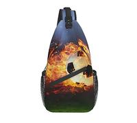 Sling Bag Burning Soccer Fútbol Senderismo Mochila Crossbody Hombro Mochila Viaje Cofre Pack para Hombres Mujeres