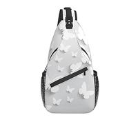 Sling Bag Butterfly White Senderismo Mochila Crossbody Hombro Mochila Travel Chest Pack para Hombres Mujeres