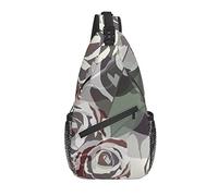 Sling Bag Camo Rose Abstract Flower Senderismo Mochila Crossbody Hombro Mochila Travel Chest Pack para Hombres Mujeres