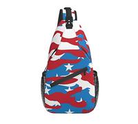 Sling Bag Camuflaje Blue Red Star Senderismo Mochila Crossbody Hombro Mochila Travel Chest Pack para Hombres Mujeres