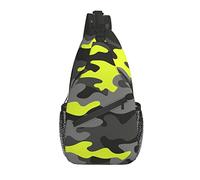 Sling Bag Camuflaje Negro Amarillo Senderismo Mochila Crossbody Hombro Mochila Viaje Cofre Pack para Hombres Mujeres