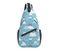 Sling Bag Cat Blue Moon Star Childish Senderismo Daypack Crossbody Hombro Mochila Travel Chest Pack para Hombres Mujeres