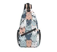 Sling Bag Cat Crowd Kitten Animal Childish Senderismo Mochila Crossbody Hombro Mochila Travel Chest Pack para Hombres Mujeres