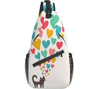 Sling Bag Cat Kitten Heart Senderismo Mochila Crossbody Hombro Mochila Travel Chest Pack para Hombres Mujeres
