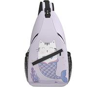 Sling Bag Cat Mermaid Purple Senderismo Mochila Crossbody Hombro Mochila Travel Chest Pack para Hombres Mujeres