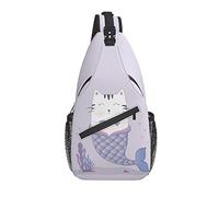 Sling Bag Cat Mermaid Purple Senderismo Mochila Crossbody Hombro Mochila Travel Chest Pack para Hombres Mujeres