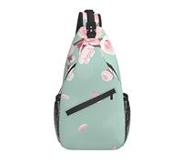 Sling Bag Cherry Flower Teal Primavera Floral Senderismo Mochila Crossbody Hombro Mochila Viaje Cofre Pack para Hombres Mujeres