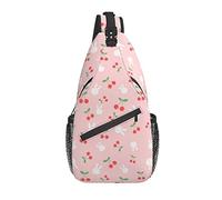 Sling Bag Cherry Pink Cute Rabbit Senderismo Mochila Crossbody Hombro Mochila Travel Chest Pack para Hombres Mujeres