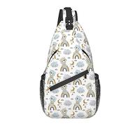 Sling Bag Childish Bear Rainbow Boho Cute Senderismo Mochila Crossbody Hombro Mochila Travel Chest Pack para Hombres Mujeres