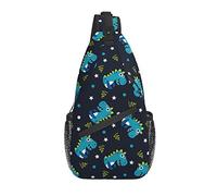 Sling Bag Childish Blue Dinosaur Dino Star Senderismo Mochila Crossbody Hombro Mochila Travel Chest Pack para Hombres Mujeres
