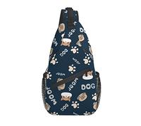 Sling Bag Childish Blue Dog Puppy Paw Senderismo Mochila Crossbody Hombro Mochila Travel Chest Pack para Hombres Mujeres