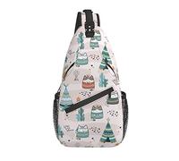 Sling Bag Childish Boho Cat Kitten Cactus Senderismo Mochila Crossbody Hombro Mochila Travel Chest Pack para Hombres Mujeres