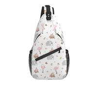 Sling Bag Childish Boho Elephant Flamingo Tropical Senderismo Daypack Crossbody Hombro Mochila Travel Chest Pack para Hombres Mujeres