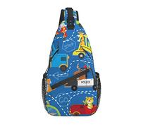 Sling Bag Childish Car Transport Animal Blue Senderismo Mochila Crossbody Hombro Mochila Travel Chest Pack para Hombres Mujeres