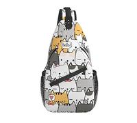 Sling Bag Childish Cartoon Cat Senderismo Mochila Crossbody Hombro Mochila Travel Chest Pack para Hombres Mujeres