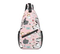 Sling Bag Childish Cat Pink Kitten Senderismo Mochila Crossbody Hombro Mochila Travel Chest Pack para Hombres Mujeres