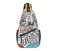 Sling Bag Childish Colorful Map Senderismo Mochila Crossbody Hombro Mochila Travel Chest Pack para Hombres Mujeres