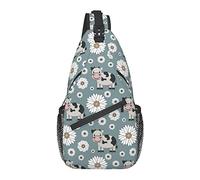 Sling Bag Childish Cow Daisy Flower Senderismo Mochila Crossbody Hombro Mochila Travel Chest Pack para Hombres Mujeres
